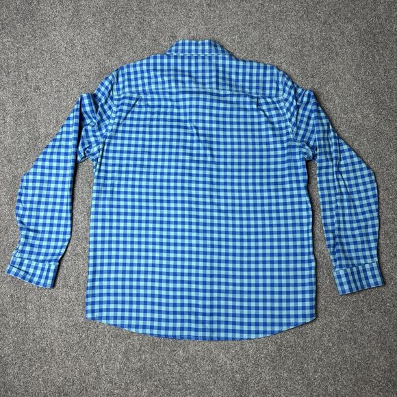 LL Bean Slightly Fitted Shirt Large Blue Checked Long Sleeve Button Men’s - Picture 3 of 5